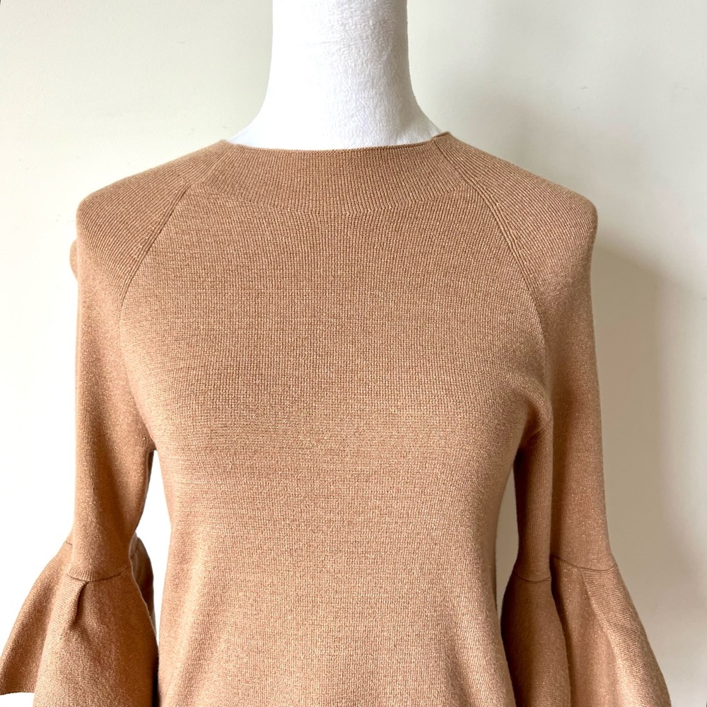 ANTHROPOLOGIE Claudette Ruffled Bell Sleeve Dress Knit Sweater Dress—SZ. Small - Picture 7 of 13